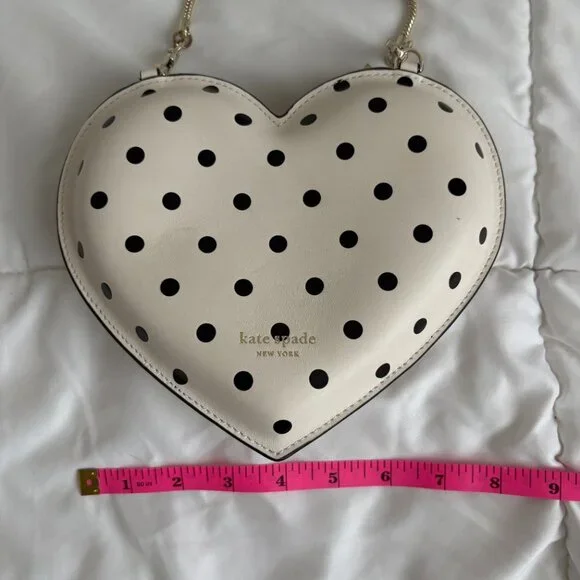 Kate Spade 3D Cabana Dot Heart Crossbody Parchment with Black Dots - Picture 5 of 12